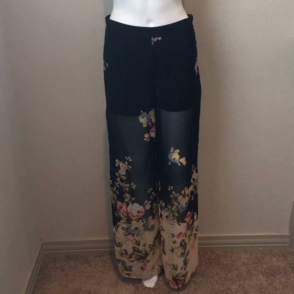 Sheer Illusion Flowy Pants - Picture 1 of 5